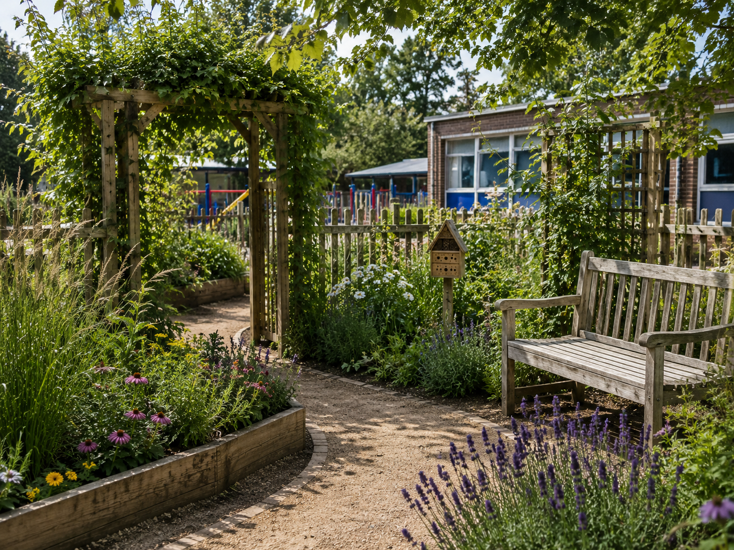School sensory garden and calm outdoor wellbeing space
