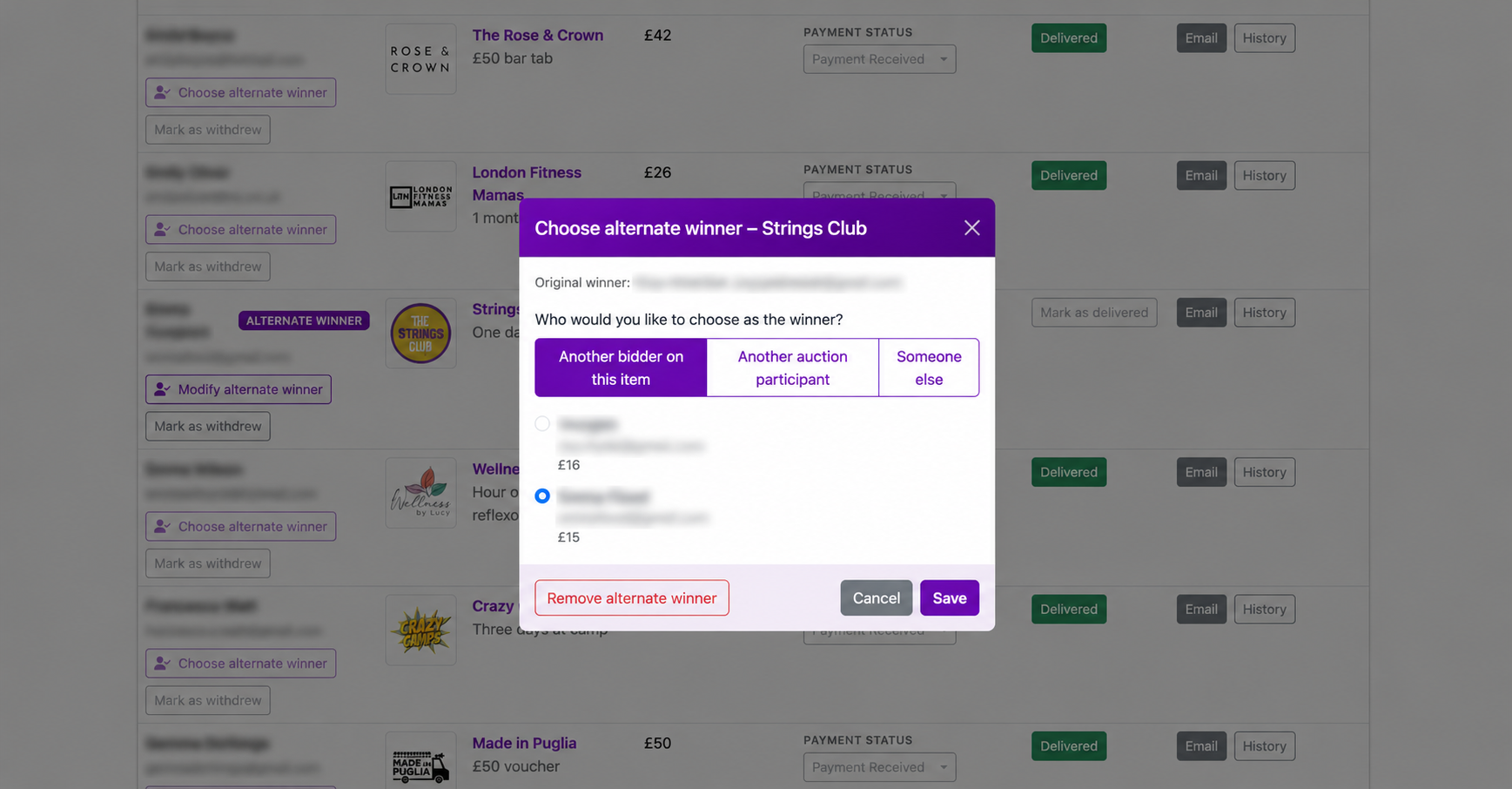 Aucly alternate winner workflow